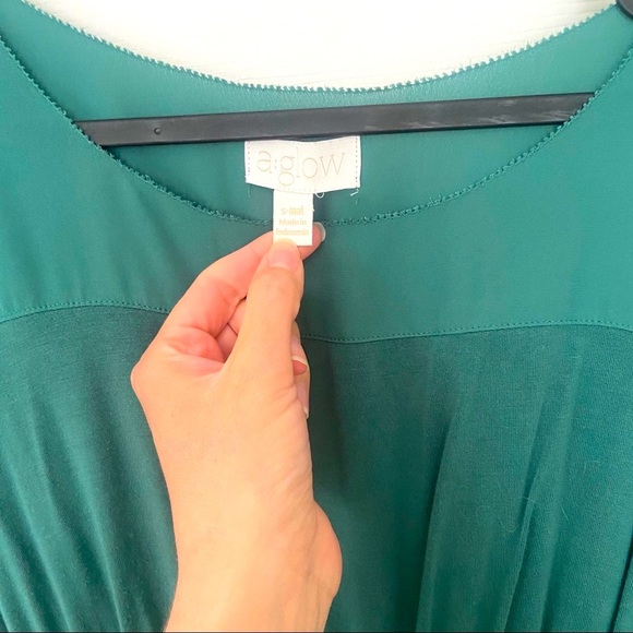 A:glow green chiffon tie waist green maternity top Small EUC - Picture 3 of 5